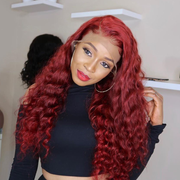 99J Burgundy Color Deep Wave Hair 13x4/4x4 Lace Front Wigs With Baby Hair