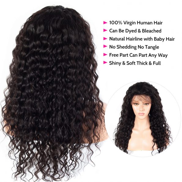 50% OFF|16'' To 26'' Water Wave Human Hair 8X5 13x4 360 Lace Frontal Wig 180% Density