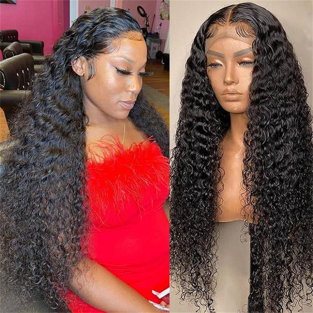 Deep Wave 4x4 Lace Closure Human Hair Realistic HD Transparent Lace Wigs