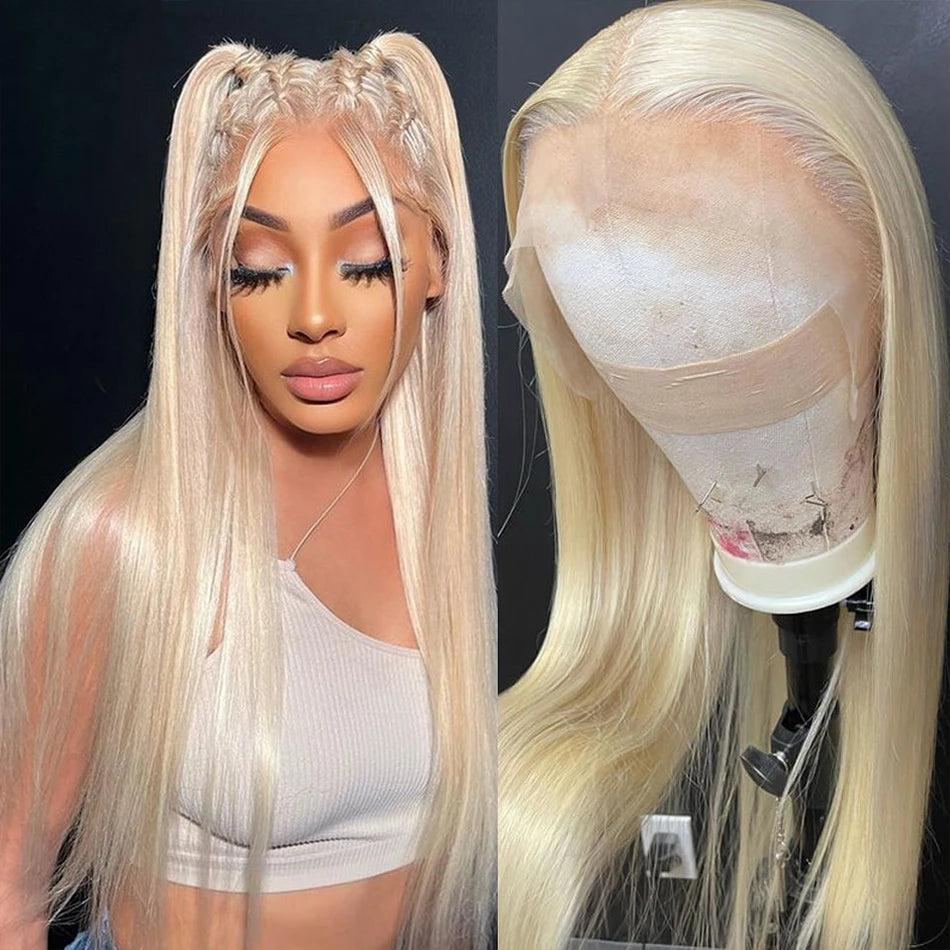 Colored 613 Blonde 13x6 HD Lace Front Human Hair Wigs Pre Plucked Straight Human Hair