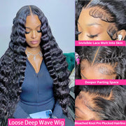 Cynosure Hair Loose Deep Wave 360 HD Lace Frontal Wigs With Baby Hair 220% Density