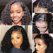 Curly Bob Lace Front Wigs Human Hair 150% - 220% Density Bob Wigs Pre Plucked Hairline Natural Wigs