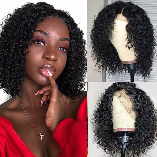 Curly Bob Lace Front Wigs Human Hair 150% - 220% Density Bob Wigs Pre Plucked Hairline Natural Wigs