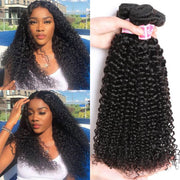 Unprocessed Brazilian Virgin Curly Human Hair 4 Bundles 10A Virgin Hair Weave Natural Black Color