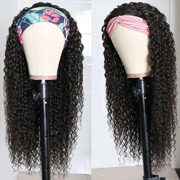 Curly Headband Wigs Human Hair With Thickness and Natural Texture Wig