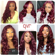 Body Wave Bundles With Closure Remy Brazilian Human Hair Burgundy 99J Dyed 3 Bundles With 4x4 Closure