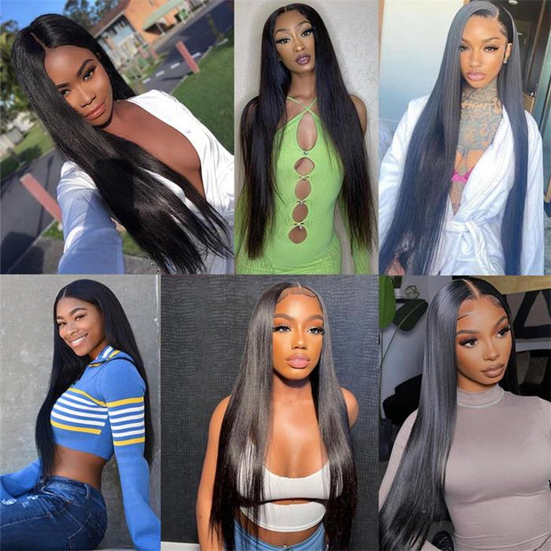 Straight Hair 5X5 Closure Wigs Real Human Hair Wigs Free Part With Pre Plucked With Baby Hair