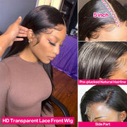Straight Hair 5X5 Closure Wigs Real Human Hair Wigs Free Part With Pre Plucked With Baby Hair