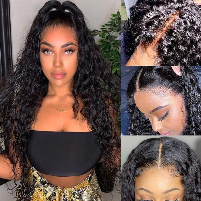 Water Wave 13x6 Full Lace Frontal Human Hair Wigs Water Wave HD Lace Wig With Pre-bleached Knots