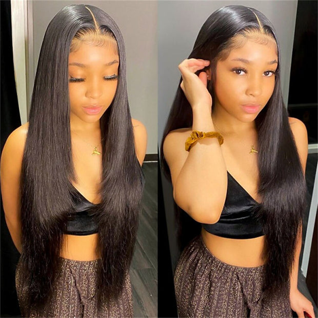 Straight Human Hair 13x1 Lace Part Wigs Natural Hairline Middle Part Frontal Wig