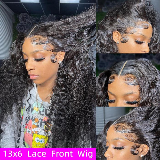 Deep Wave 13X6 Lace Front Wig Human Hair Wigs Pre Plucked With Baby Hair