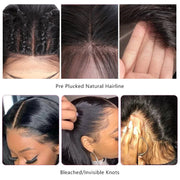ClearanceSale|Body Wave Natural Black Human Hair 13X4 Lace Front Wigs With Pre-plucked Pre-bleached Natural Hairline
