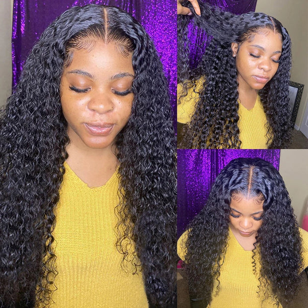 Curly Hair 4x4 HD Transparent Lace Closure Wigs 100% Virgin Human Hair