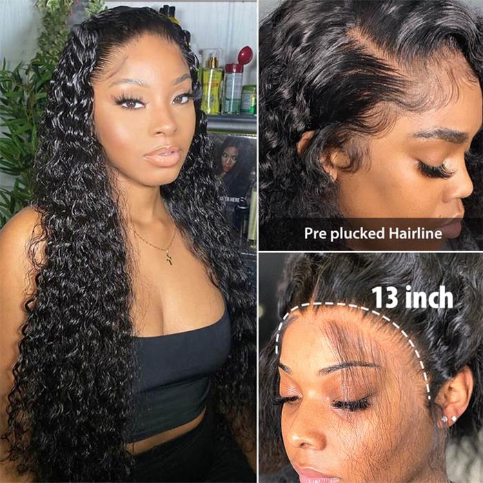 Clearance HD Lace Frontal Water Wave Wigs Human Hair Lace Wigs 180% Density