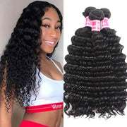 Brazilian Deep Wave 3 Bundles Unprocessed Virgin Human Hair Extensions