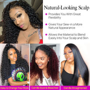 Deep Part Curly Hair Lace Closure Wig Real Human Hair Wigs Preplucked With Natural Hairline