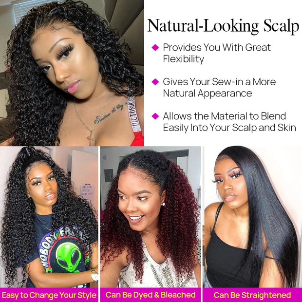 Deep Part Curly Hair Lace Closure Wig Real Human Hair Wigs Preplucked With Natural Hairline