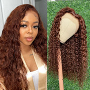 #33 Colored Reddish Brown Wig 13x6 Transparent Lace Front Wig Water WaveHuman Hair Lace Wigs