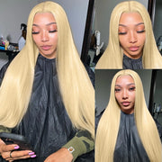 Colored 6x6 Transparent Lace Wig 613 Blonde Straight Human Hair Lace Closure Wigs With Baby Hair