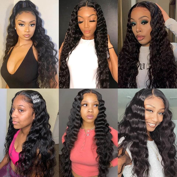 Loose Deep Wave 4x4/13x6 Lace Frontal Wig Pre Plucked With Baby Hair Brazilian Human Hair Wigs