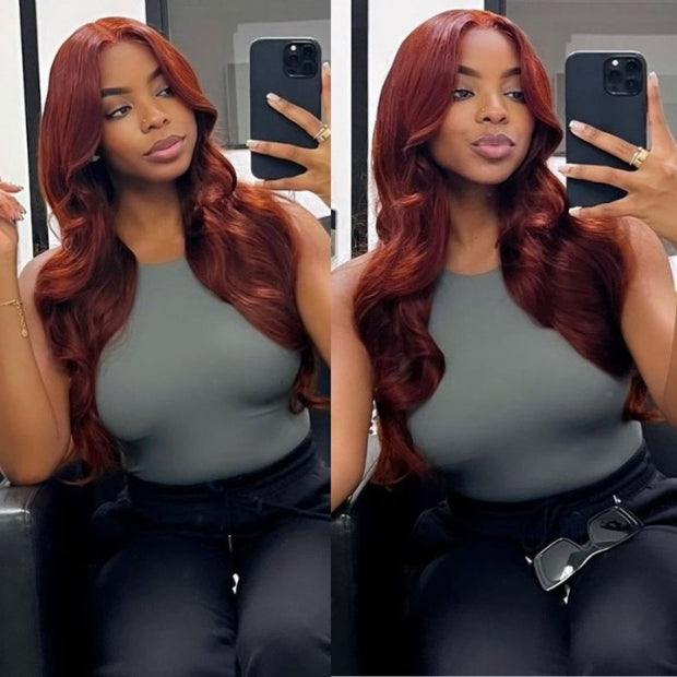 BOGO SALE| 20 Inch Reddish Brown 33# Colored Body Wave Human Hair 13x4 Lace Frontal Wigs