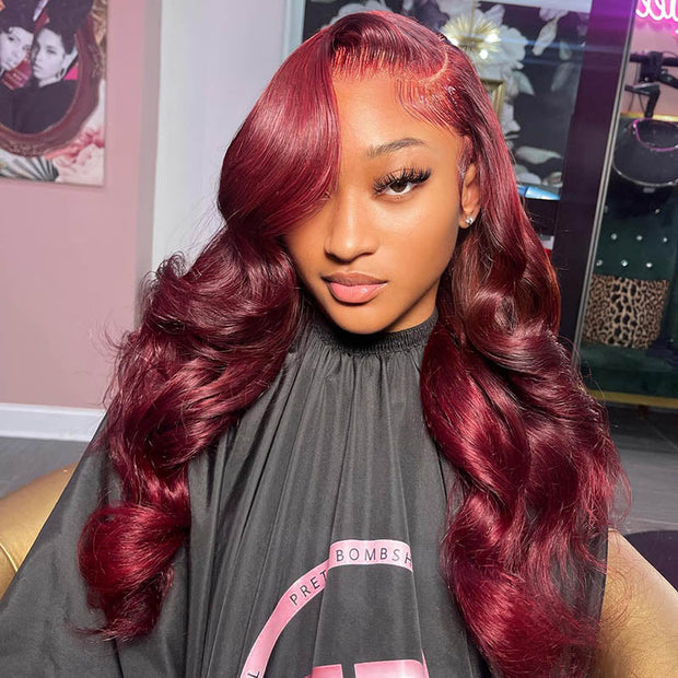 BOGO SALE|Sugar Plum Color Body Wave Hair 99J Burgundy 13x4 HD Lace Front Wig 100% Virgin Real Human Hair Wig