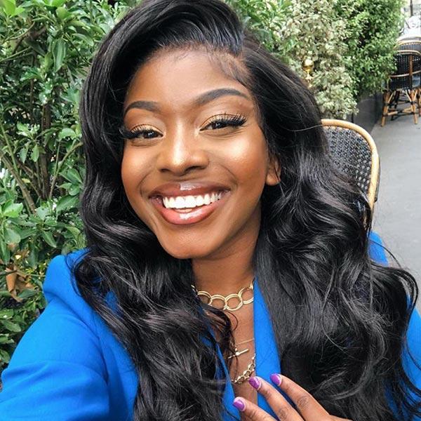 ClearanceSale|Body Wave Natural Black Human Hair 13X4 Lace Front Wigs With Pre-plucked Pre-bleached Natural Hairline