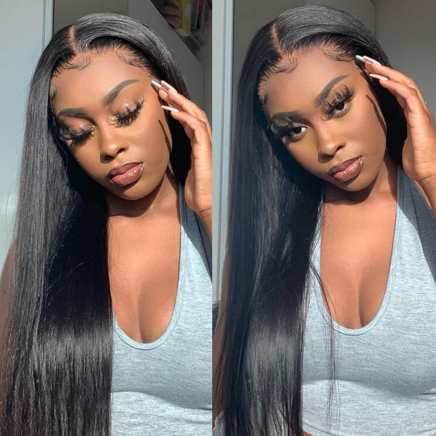 Clearance Sale|Straight Human Hair 5X5 HD Lace Closure Wigs Natural Hairline Middle Part Frontal Wig