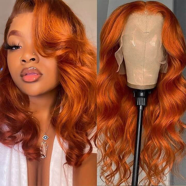 BOGO SALE|13x4 HD Lace Front Wig 14-24 Inch Ginger Colored Straight&Body Wave Human Hair Frontal Wigs