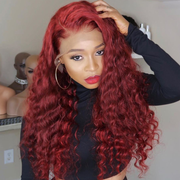 99J Burgundy Color Deep Wave Hair 13x4/4x4 Lace Front Wigs With Baby Hair