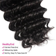 3 Bundles with Closure Brazilian Deep HD Lace Wave 10A Unprocessed Virgin Human Hair