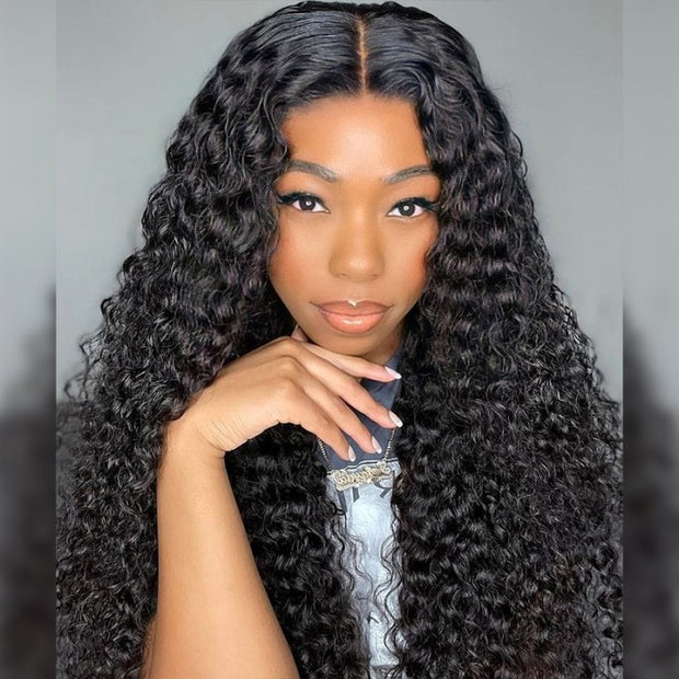 Lace Part Human Hair Water Wave Wig 13x5 T Part Natural Color Wigs with Natural Hairline