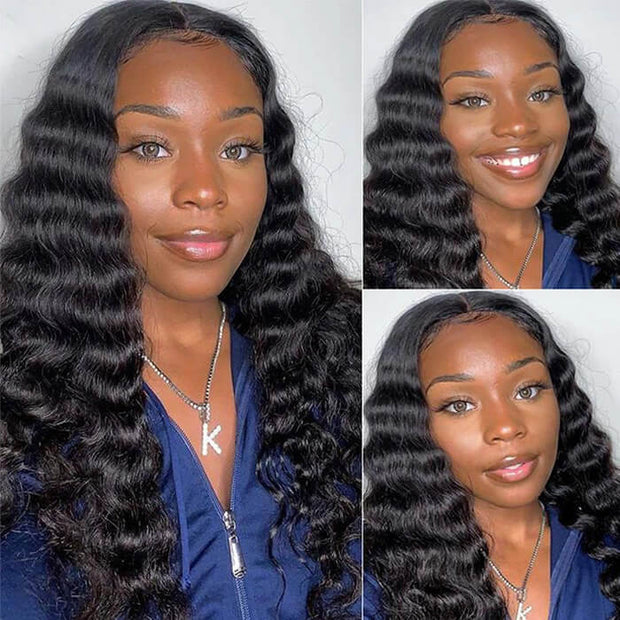 13x4 Transparent Lace Front Wigs Human Hair Wigs Pre Plucked Natural Hairline 220% Density