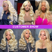 613 Blonde HD Transparent Body Waves 13*4 Lace Front Human Hair Wig