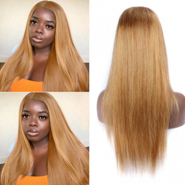 Straight Hair 13x6x1 Lace Frontal Wigs #27 Colored Honey Blonde HD Lace Wigs