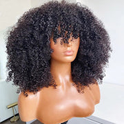 P4/27 Ombre Afro Kinky Curly Wig With Bangs Full Machine Made Wigs Remy Hair