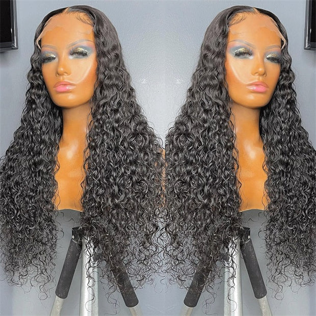 Deep Wave 4x4 Lace Closure Human Hair Realistic HD Transparent Lace Wigs