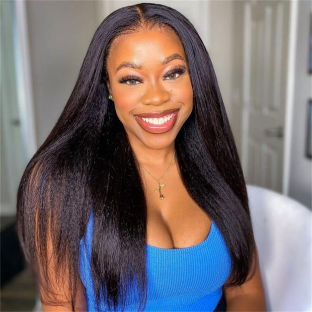 Kinky Straight Wig 13x4 13x6 HD Lace Front Human Hair Wigs For Women Pre Plucked With Baby Hair 100% Real Human Hair Can Be Colored and Bleached