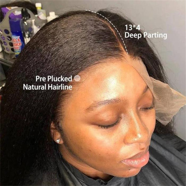 Kinky Straight Wig 13x4 13x6 HD Lace Front Human Hair Wigs For Women Pre Plucked With Baby Hair 100% Real Human Hair Can Be Colored and Bleached