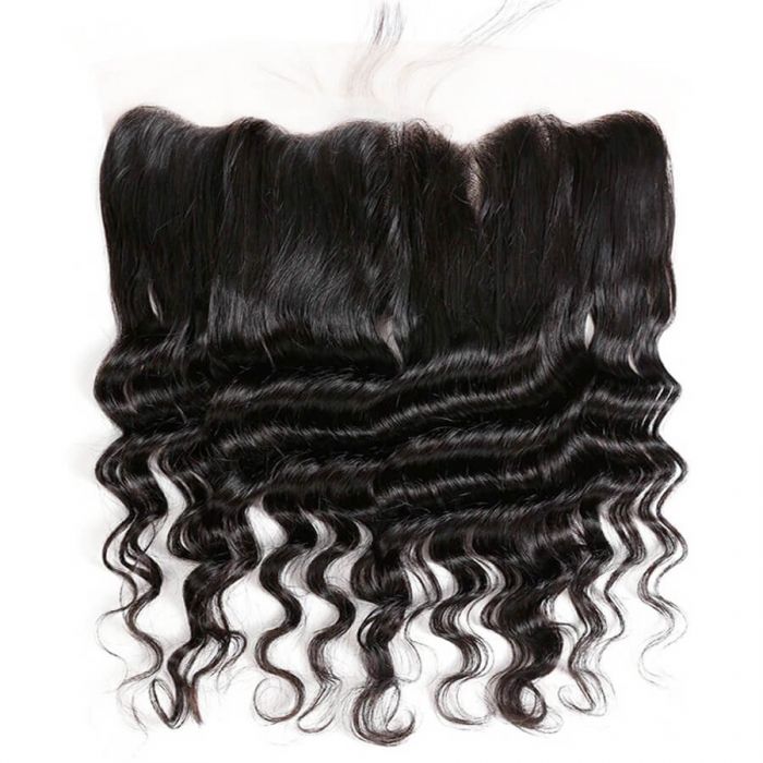 13x4 Transparent Lace Frontal Peruvian Hair Loose Deep Wave Human Virgin Hair 10-20 Inch
