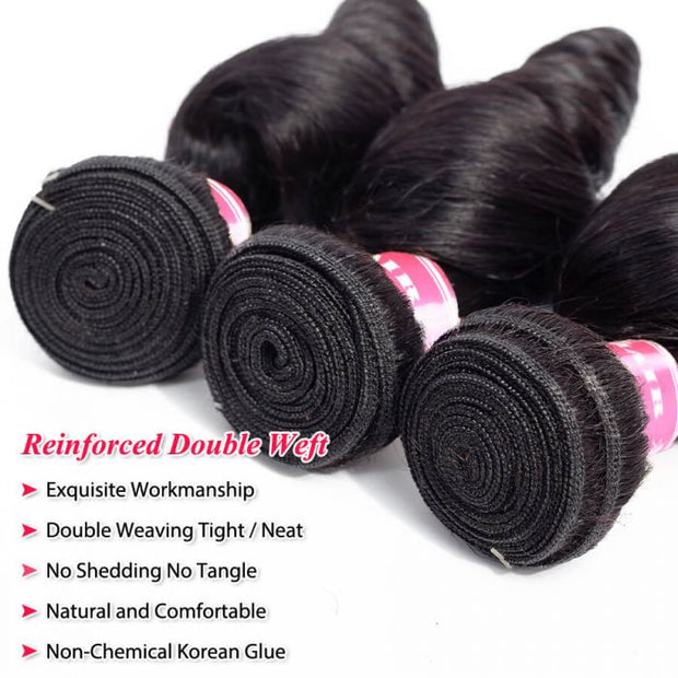 Brazilian Loose Wave Human Hair 4 Bundles 10A High Quality Natural Black Color Unprocessed Virgin Hair Weave