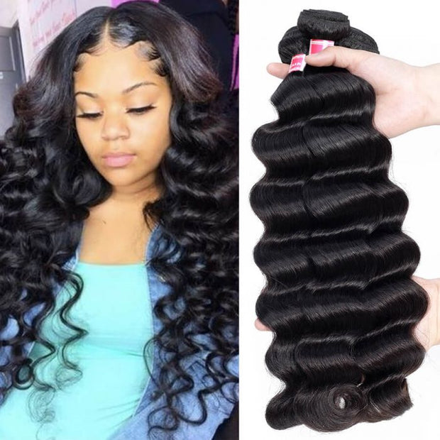 Brazilian Loose Deep Wave Hair 3 Bundles 100% Unprocessed Human Virgin Hair Weave