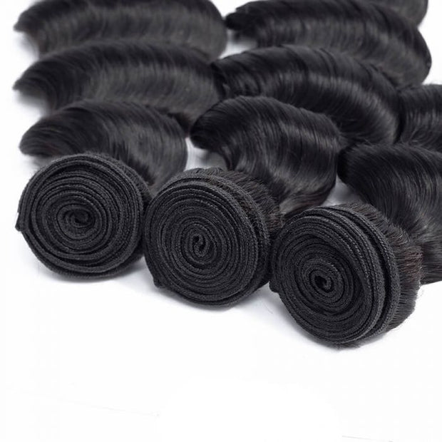 Brazilian Loose Deep Wave Hair 3 Bundles 100% Unprocessed Human Virgin Hair Weave