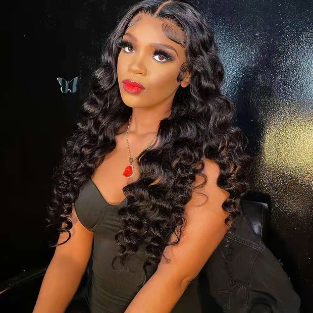 Loose  Deep  Lace Wigs Pre-plucked Natural Hairline Hand Tied 13x4 Lace Frontal Wig With Baby Hair
