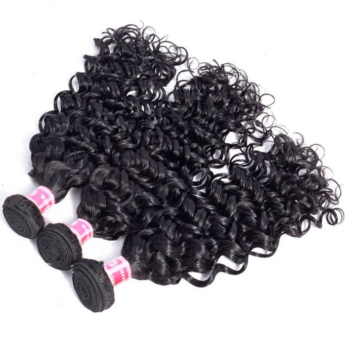 Brazilian Water Wave Human Hair 4 Bundles 10A High Quality Natural Black Color Unprocessed Virgin Hair Weave