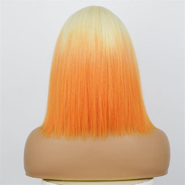 Ins Hot Ombre Blonde Orange Short Bob Mini 13x4 HD Lace 150% Density Human Hair Wigs