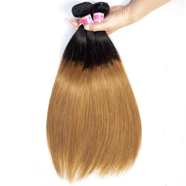 Ombre 1B/30 Brazilian Straight Hair 3 Bundles 10A Unprocessed Virgin Hair