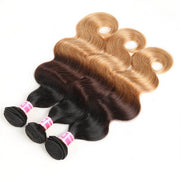 Ombre 1B/4/27 Three Tone Brazilian Body Wave Human Hair 3 Bundles