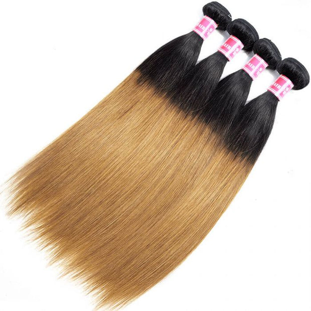 Ombre Color 1B/30 Brazilian Virgin Straight Hair 4 Bundles Unprocessed Human Hair
