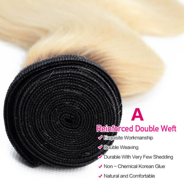 Brazilian Hair T1b/613 Blonde Ombre Hair Body Wave 3 Bundles Human Hair Weaves